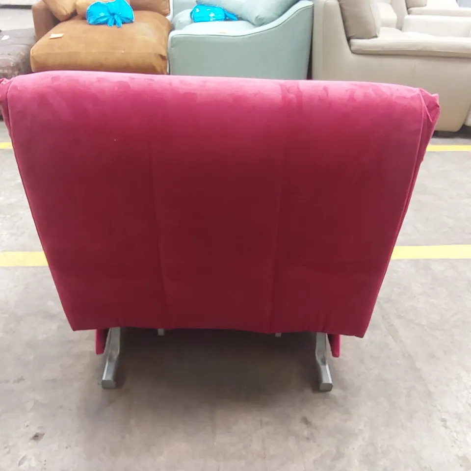 QUALITY DESIGNER 1 SEATER VELVET CHAIR BED - PINK