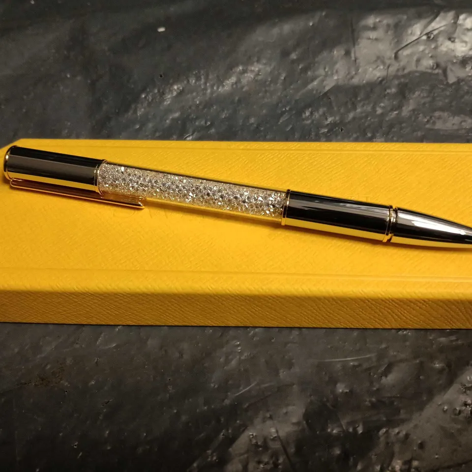 SWAROVSKI CRYSTAL PEN – CRYSTAL ACCENTS IN YELLOW PRESENTATION BOX