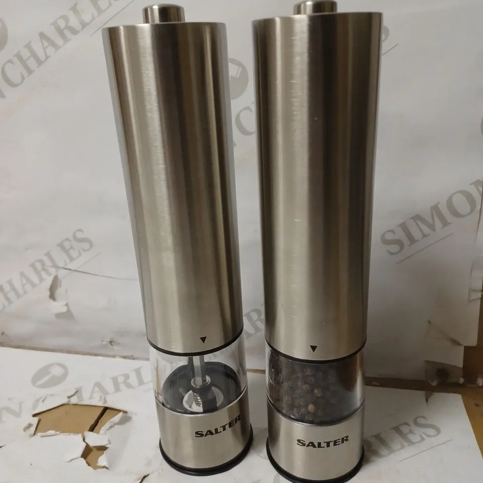 SALTER ELECTRIC SALT AND PEPPER MILL GRINDER SET 