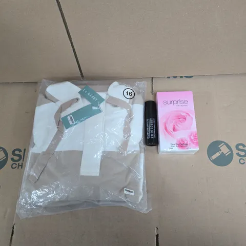 LARGE QUANTITY OF ASSORTED ITEMS TO INCLUDE SUPRISE PERFUME FOR WOMEN, NIGHT RECOVERY CREAM, WOMENS LONG SLEEVE TOP, ETC - COLLECTION ONLY