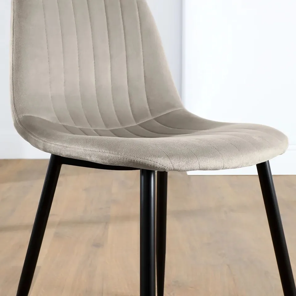 BOXED BROOKLYN DINING CHAIR, CHAMPAGNE CLASSIC VELVET & BLACK STEEL