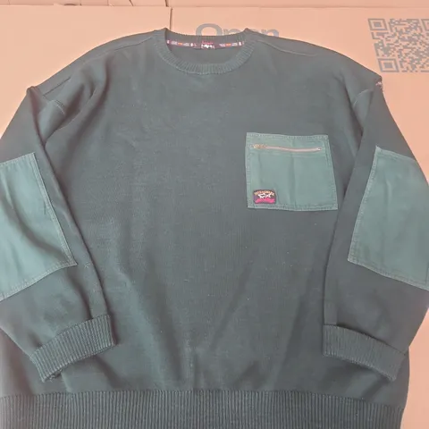 PAUL & SHARK YACHTING POCKET PATCH JUMPER IN GREEN - 2XL