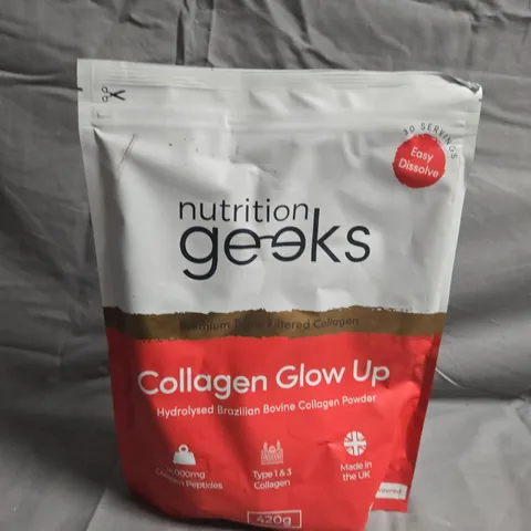 NUTRITION GEEKS COLLAGEN GLOW UP POWDER - 420G - COLLECTION ONLY