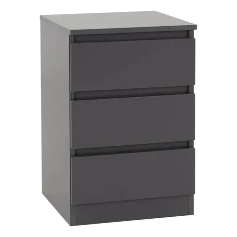 BOXED WALKER 3 DRAWER BEDSIDE TABLE - GREY