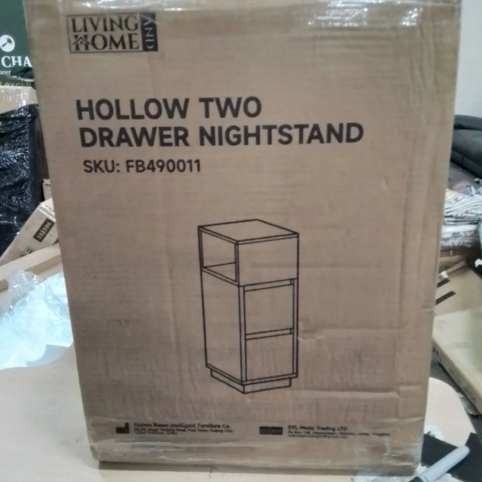 BOXED LIVING HOME HOLLOW TWO DRAWER NIGHTSTAND 