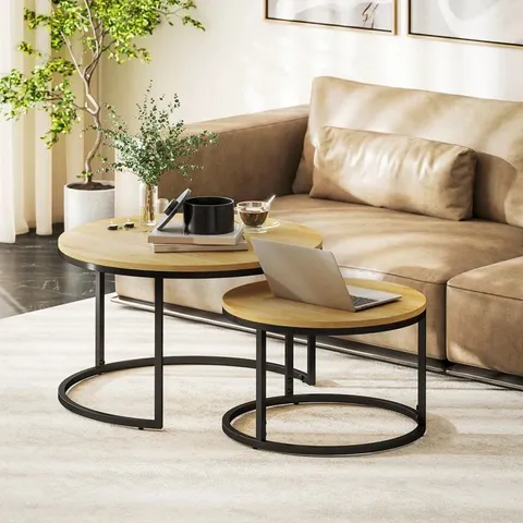 BOXED 2 PIECE ROUND COFFEE TABLE SET (1 BOX)