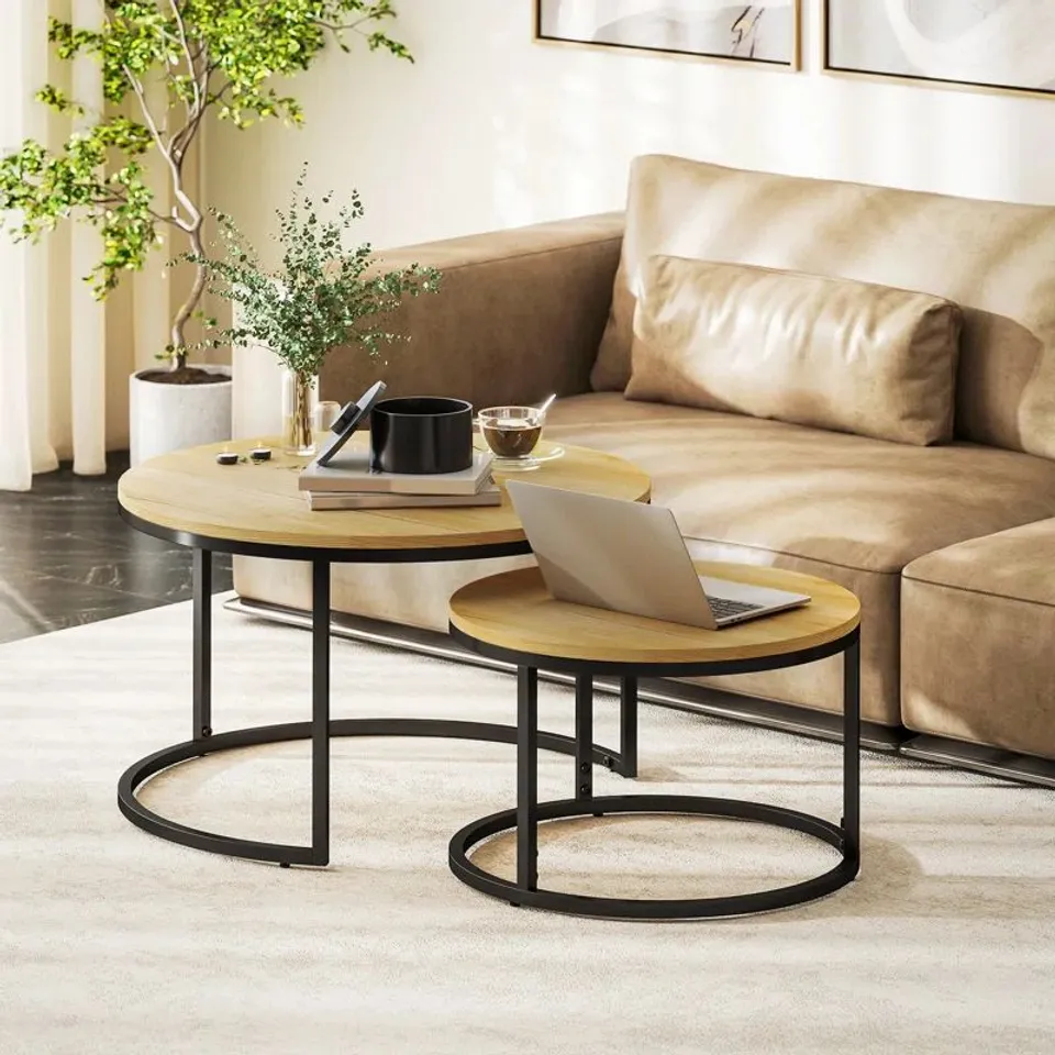 BOXED 2 PIECE ROUND COFFEE TABLE SET (1 BOX)