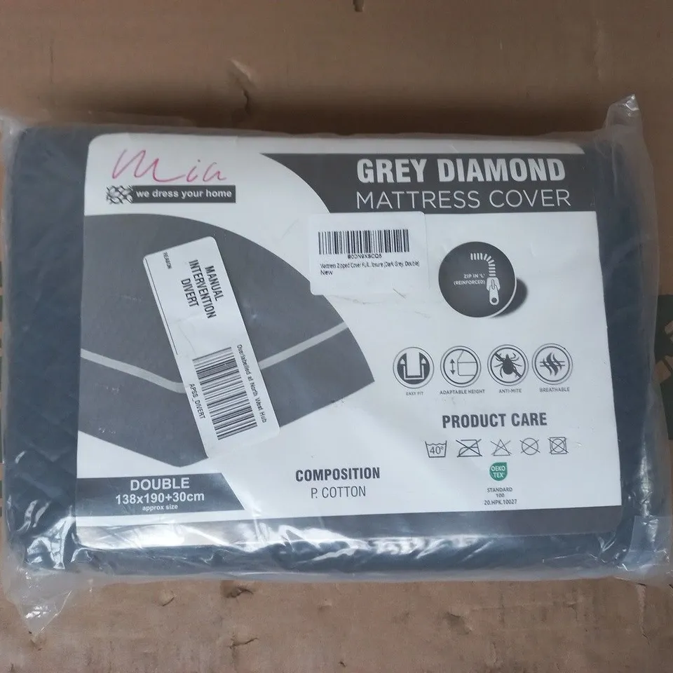 MIA GREY DIAMOND MATTRESS COVER - DOUBLE