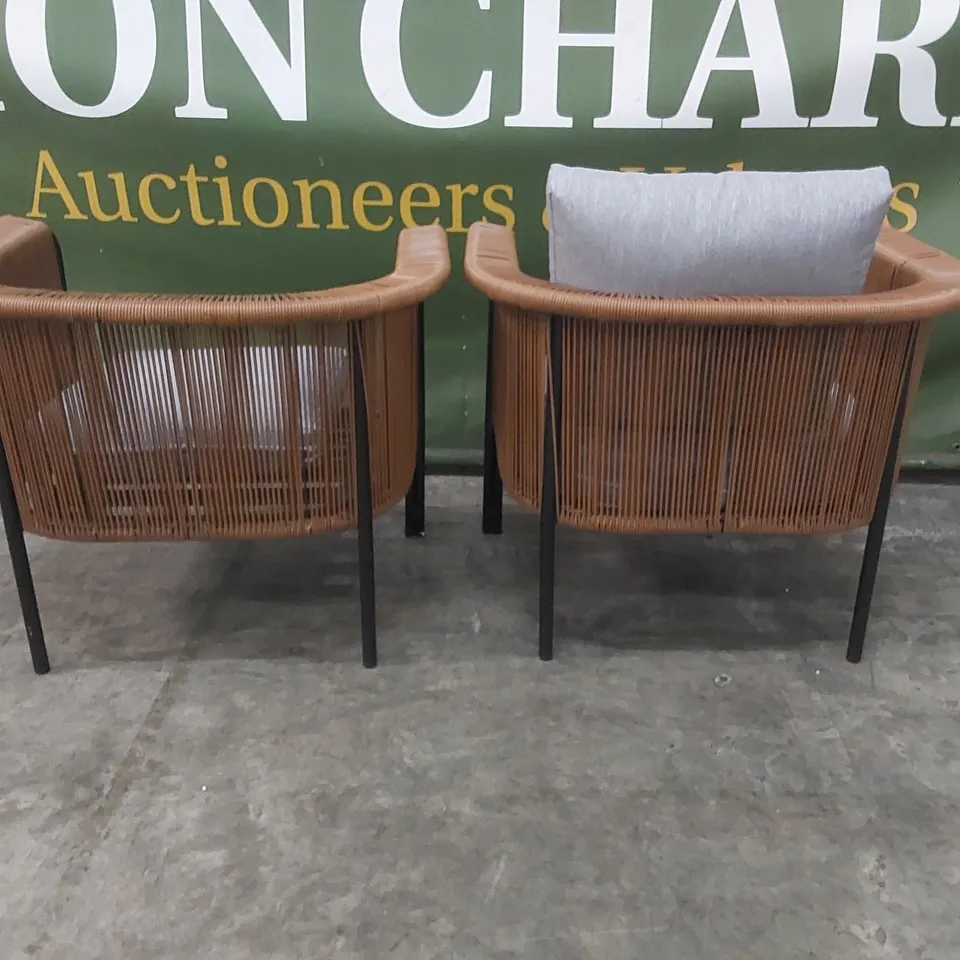 PAIR OF DESIGNER GARDEN CHAIRS - MISSING CUSHION