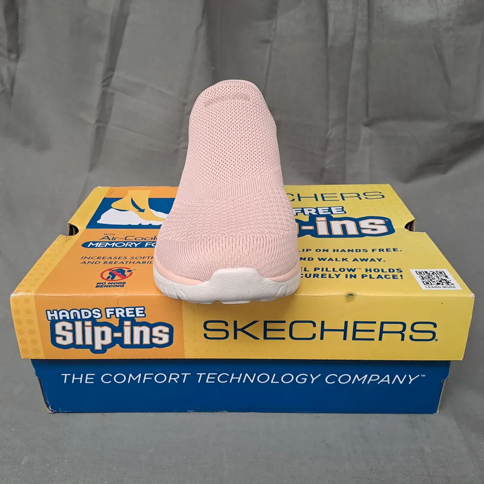BOXED PAIR OF SKECHERS SLIP-INS IN PINK UK SIZE 6