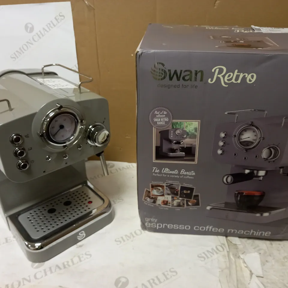 SWAN RETRO PUMP ESPRESSO COFFEE MACHINE - GREY