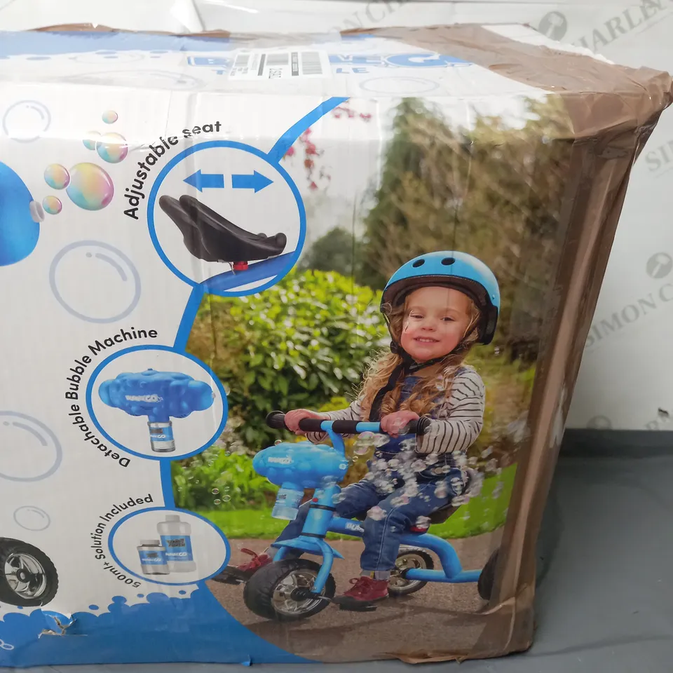 BOXED XOOTZ BUBBLE GO BUBBLE MACHINE TRICYCLE