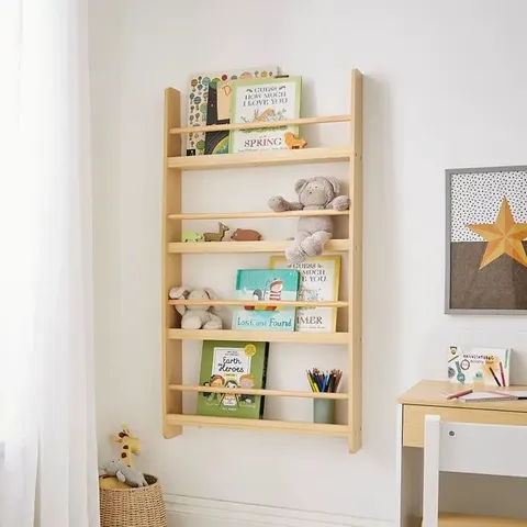 BOXED KIDS AMBER WALL MOUNTED BOOK SHELF - NATURAL (1 BOX)