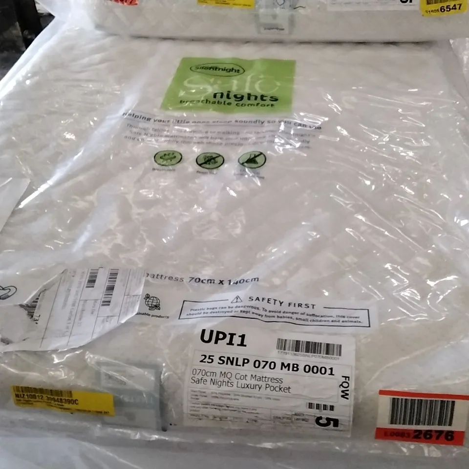 QUALITY BAGGED SILENTNIGHT SAFE NIGHTS LUXURY POCKET COT MATTRESS 70 X 140CM