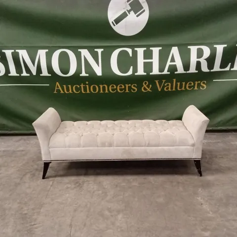QUALITY DESIGNER FABRIC UPHOLSTERED BENCH - BEIGE