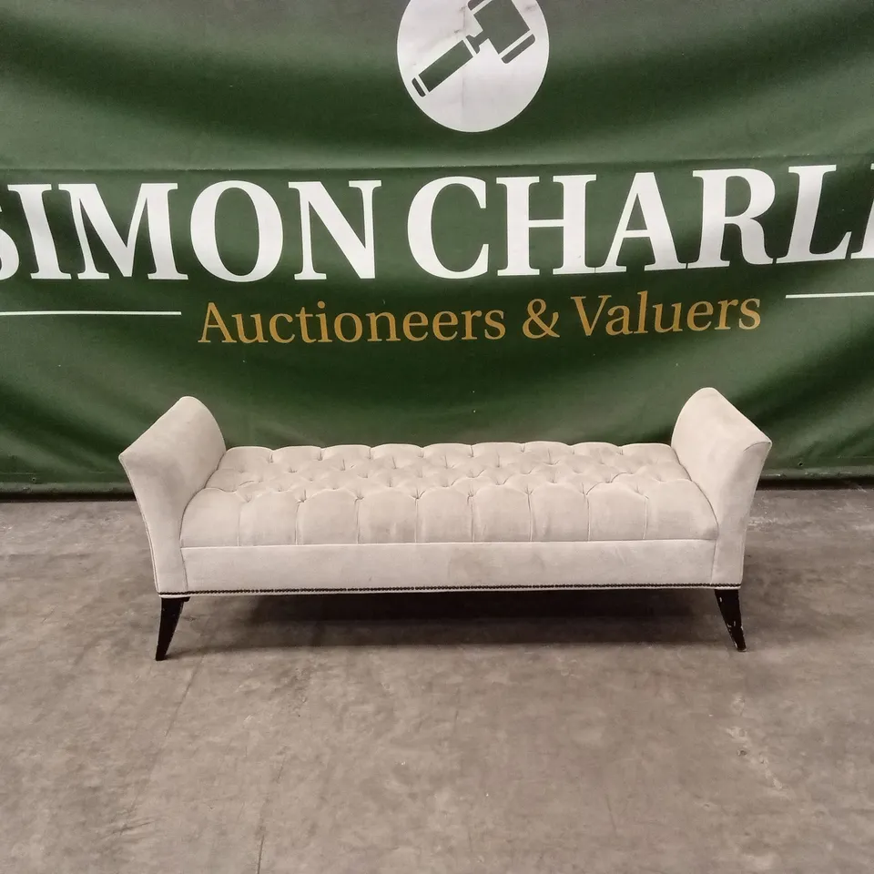 QUALITY DESIGNER FABRIC UPHOLSTERED BENCH - BEIGE