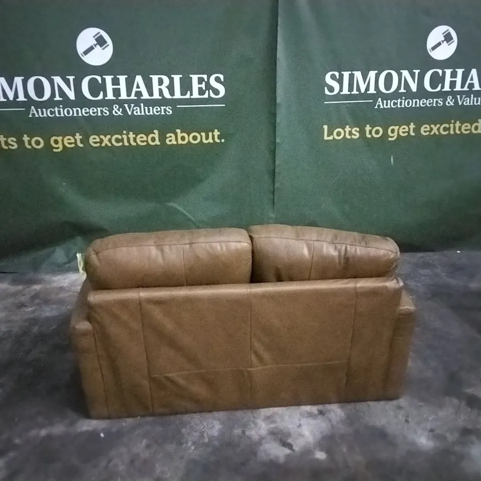 QUALITY DESIGNER FAUX LEATHER BROWN 2 SEATER SOFA 