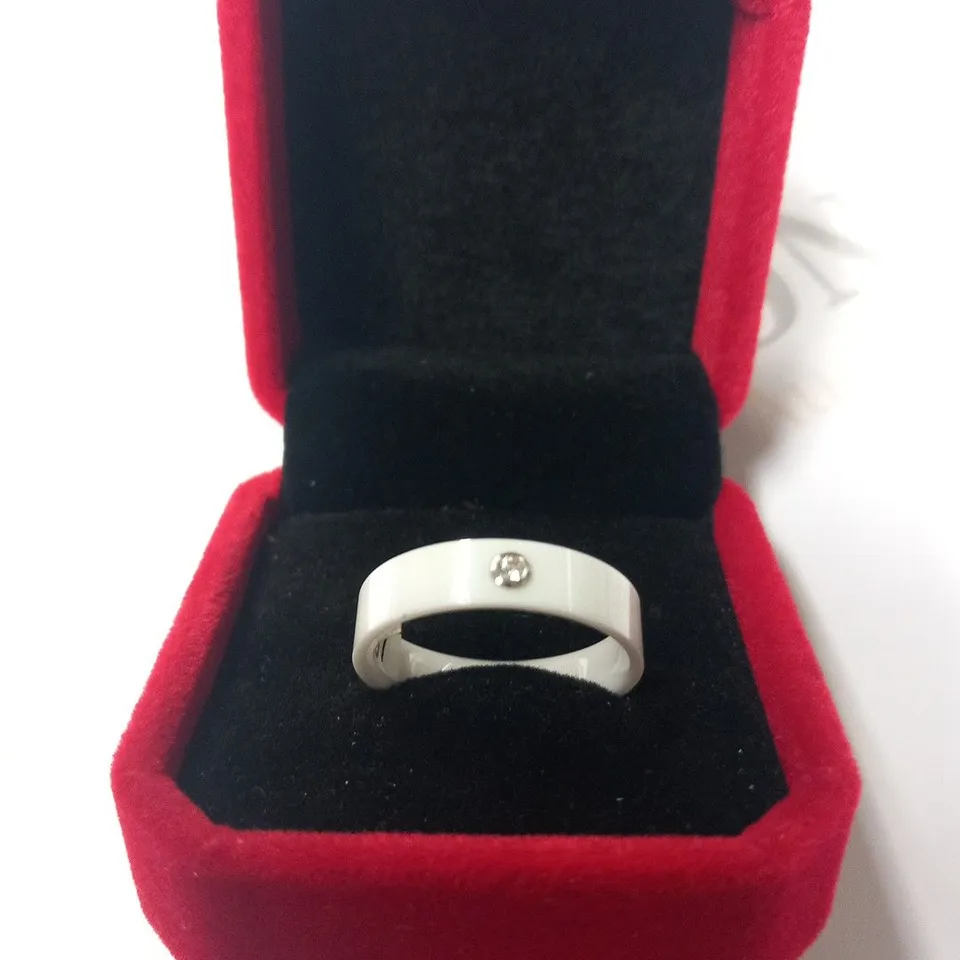 BERING WHITE CERAMIC STONE SET INNER RING SIZE 7