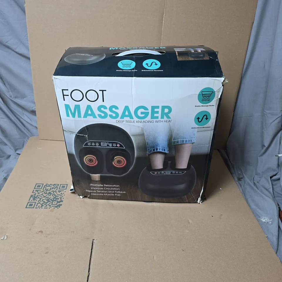 FOOT MASSAGER – DEEP TISSUE KNEADING WITH HEAT, DUAL WELLS (BOXED)