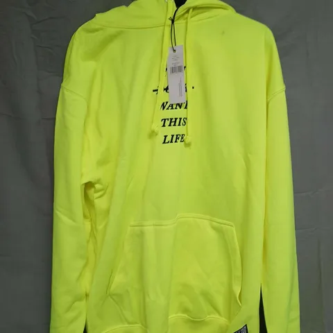 YOU DON'T WANT THIS LIFE LIMITED EDITION REDLINE HOODIE – NEON YELLOW, SIZE S