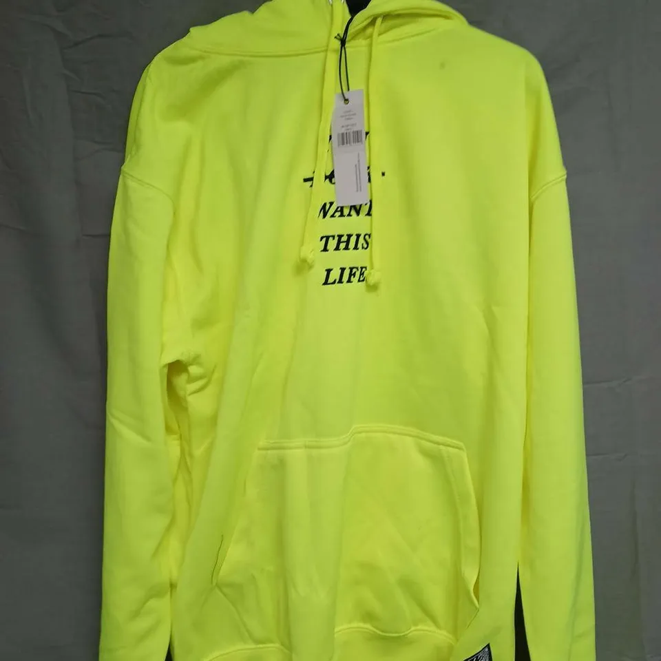 YOU DON'T WANT THIS LIFE LIMITED EDITION REDLINE HOODIE – NEON YELLOW, SIZE S