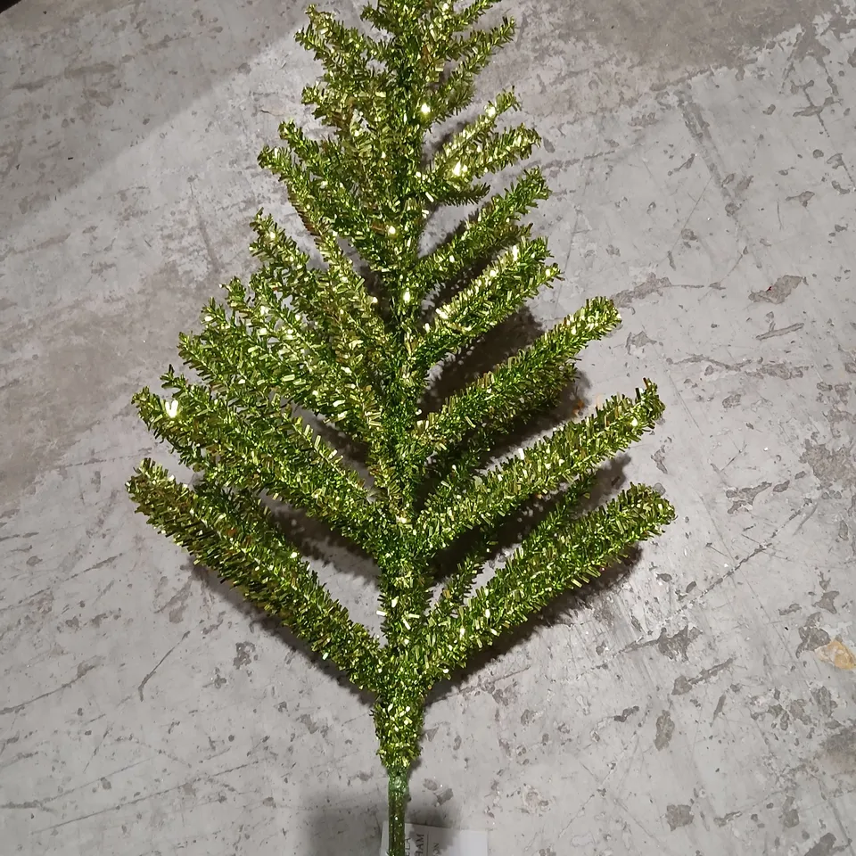 TWO GISELA GRAHAM LONDON GLITTERY TABLETOP ARTIFICIAL CHRISTMAS TREE ON SQUARE BASE