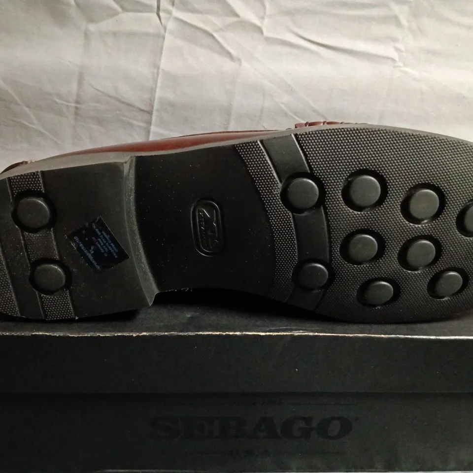 SEBAGO DAN WAXY BROWN LEATHER PENNY LOAFERS – MEN'S UK 10