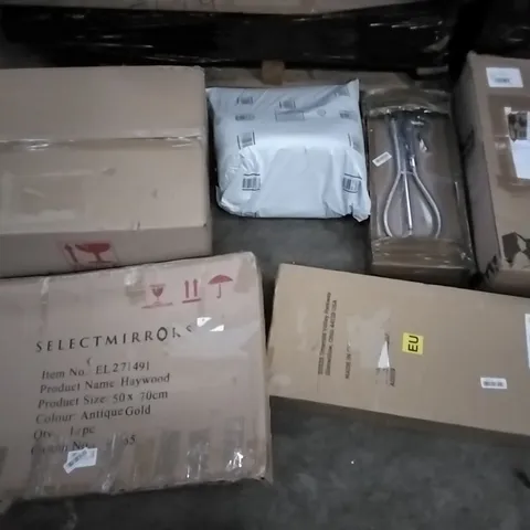 PALLET OF ASSORTED ITEMS INCLUDING SELECTMIRRORS HAYWOOD, TIMBER RIDGE CAMPING WAGON, TOKVON ,DUPRAY STEAMER, NEWENTOR MATTRESS TOPPER