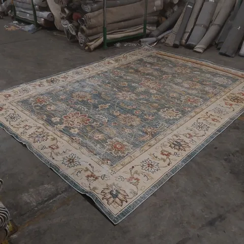 QUALITY ARIZONA JEWEL MACHINE WASHABLE NON-SLIP AREA RUG IN GREY & BEIGE - 9' x 12'