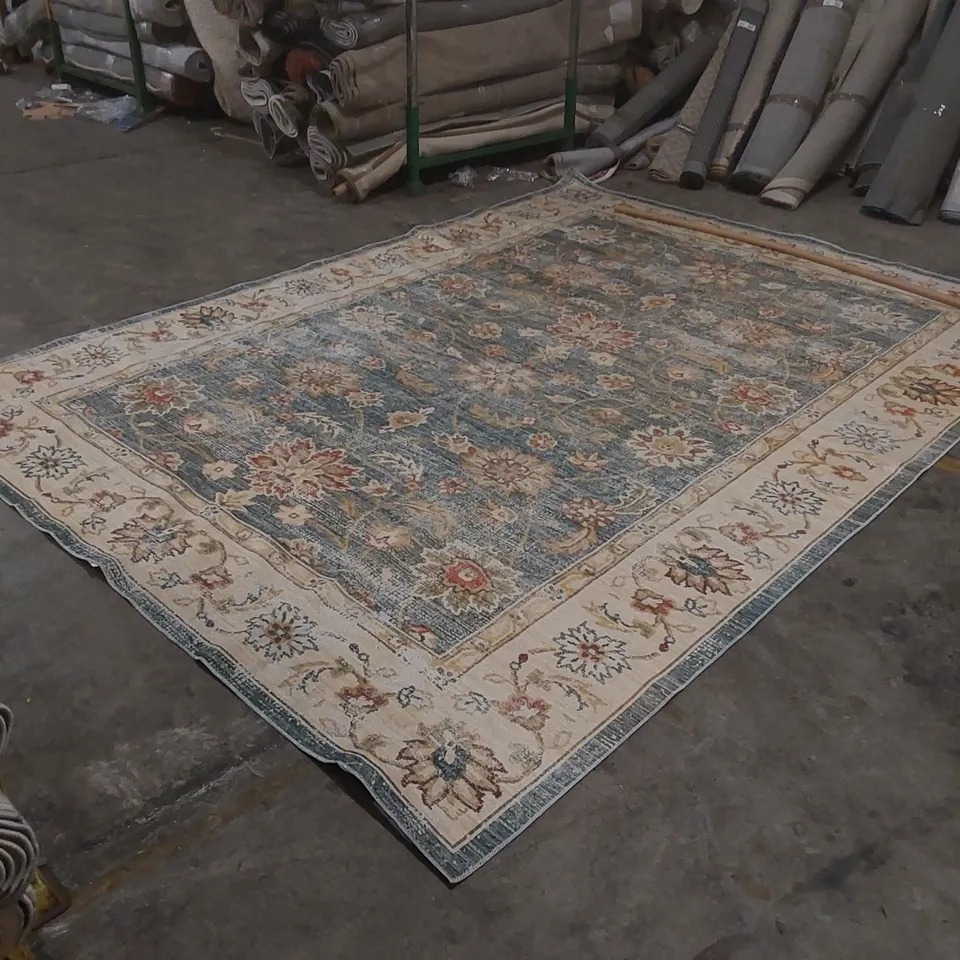 QUALITY ARIZONA JEWEL MACHINE WASHABLE NON-SLIP AREA RUG IN GREY & BEIGE - 9' x 12'