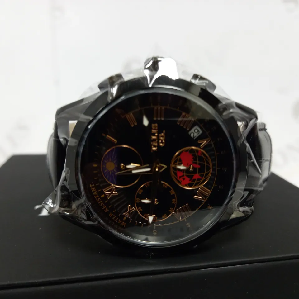 TALIS CO CHRONOGRAPH STYLE LEATHER STRAP WRISTWATCH