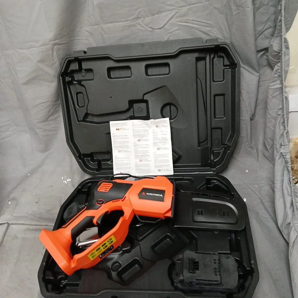 YARD FORCE 20V PRUNING SAW – CORDLESS, ORANGE (WITH BATTERY & CHARGER)