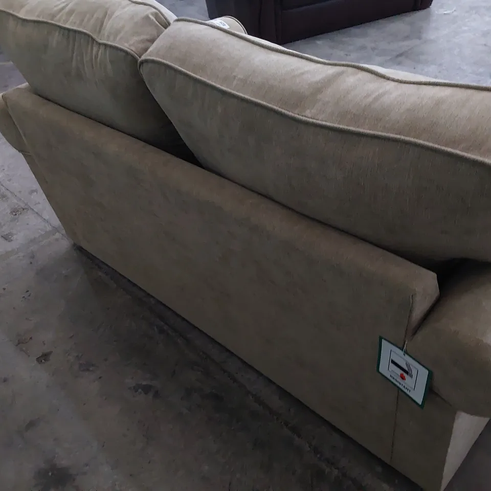 DESIGNER TWO SEATER SOFA FAWN FABRIC 