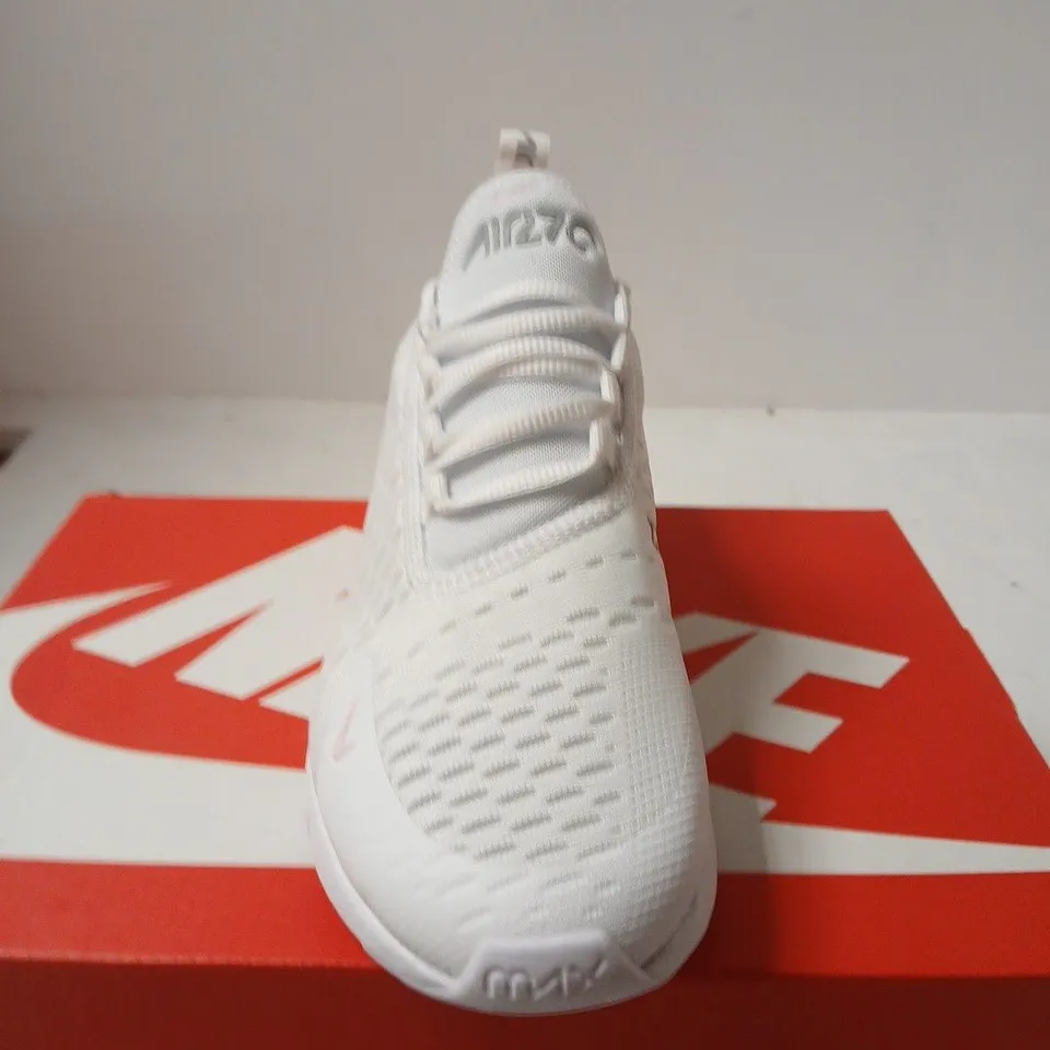BOXED PAIR OF NIKE AIR MAX 270 GS TRAINERS – WHITE/PINK FOAM, UK 5.5