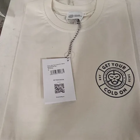BOX OF BRASS MONKEY T-SHIRTS - OFF WHITE SIZE S APPROXIMATELY 20