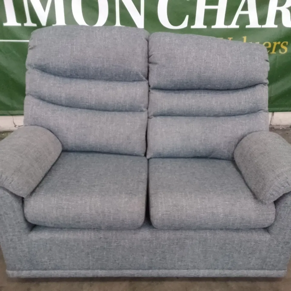 QUALITY DESIGNER G-PLAN MALVERN D 2 SEATER SOFA - DAPPLE KINGFISHER FABRIC 