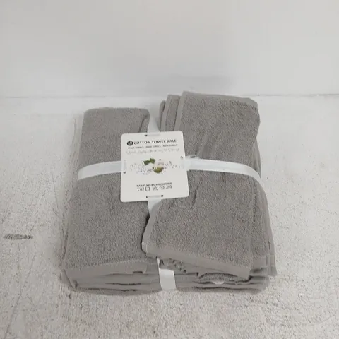 COTTON TOWEL BALE – 10-PIECE GREY BATH TOWEL SET