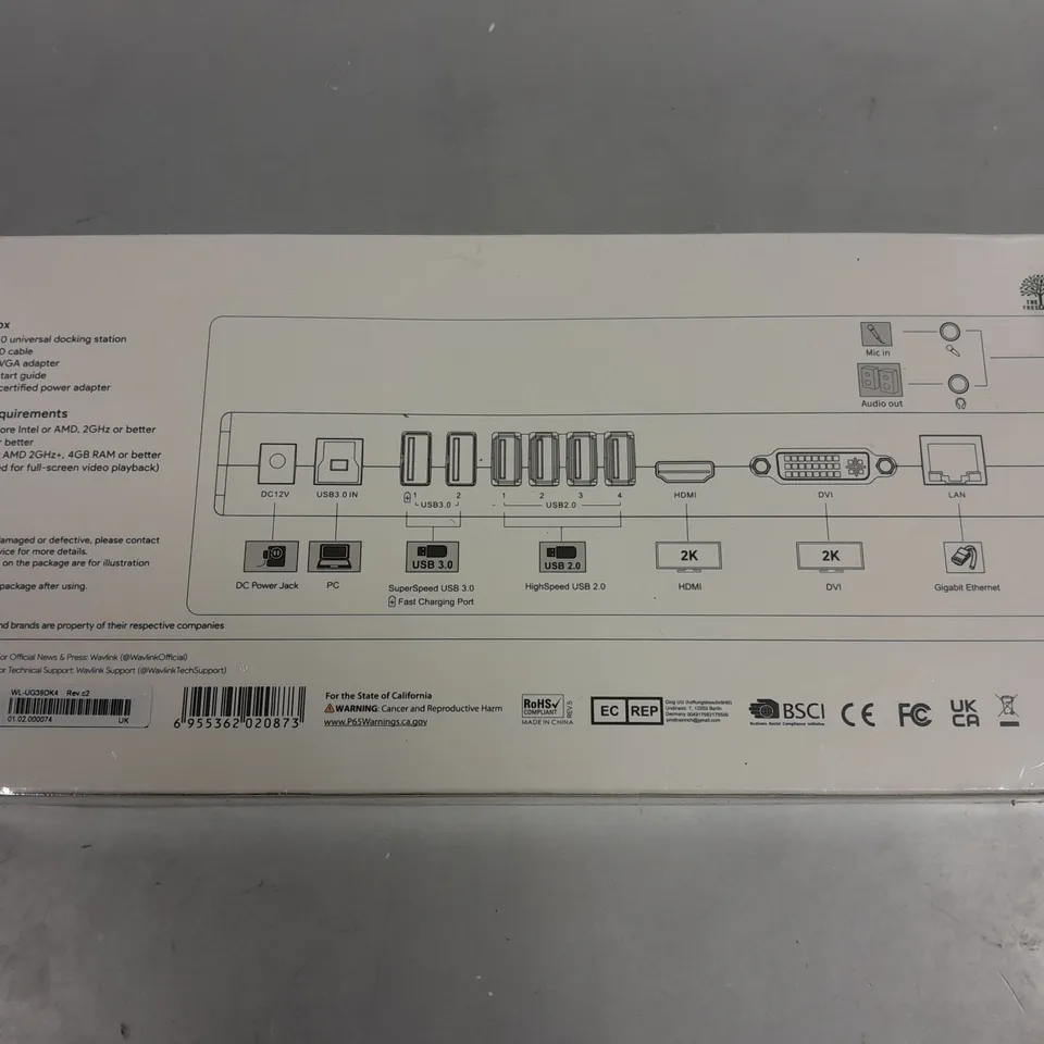 SEALED WAVLINK USB 3.0 DUAL DISPLAY UNIVERSAL DOCKING STATION - WL-UG39DK4