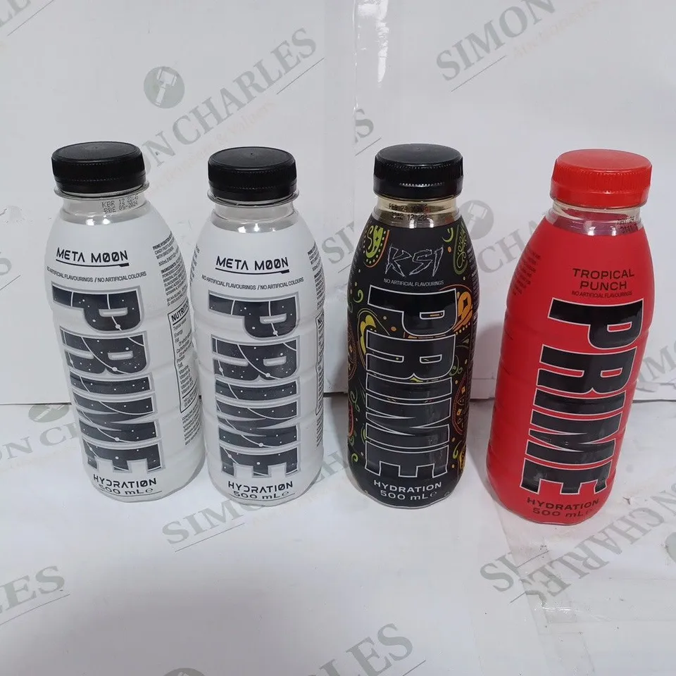 LOT TO CONTAIN 4  X 500ML ASSORTED BOTTLES OF PRIME - COLLECTION ONLY