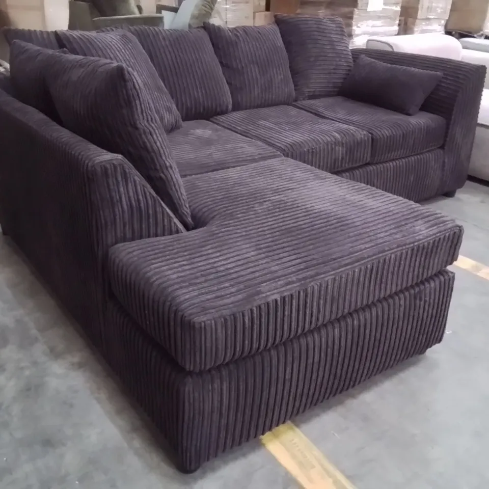 QUALITY DESIGNER BROWN CORDUROY CORNER SOFA 