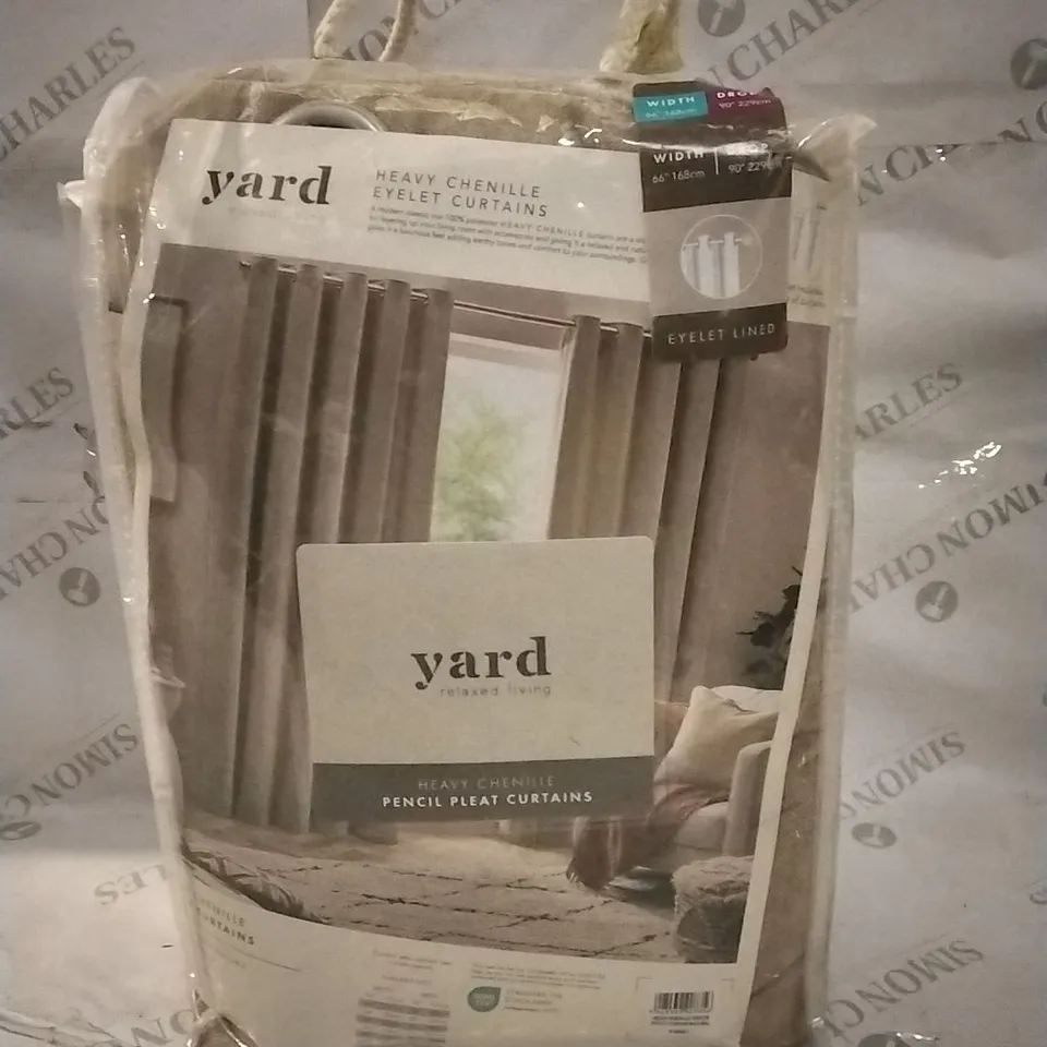 BAGGED YARD HEAVY CHENILLE PENCIL PLEAT CURTAINS 168x229cm approximately 