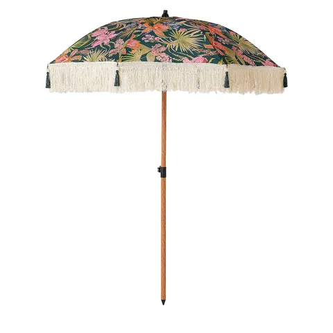 GARDEN STORIES HOT HOUSE PRINTED 2M TASSEL PARASOL FLORAL ORCHID PRINT
