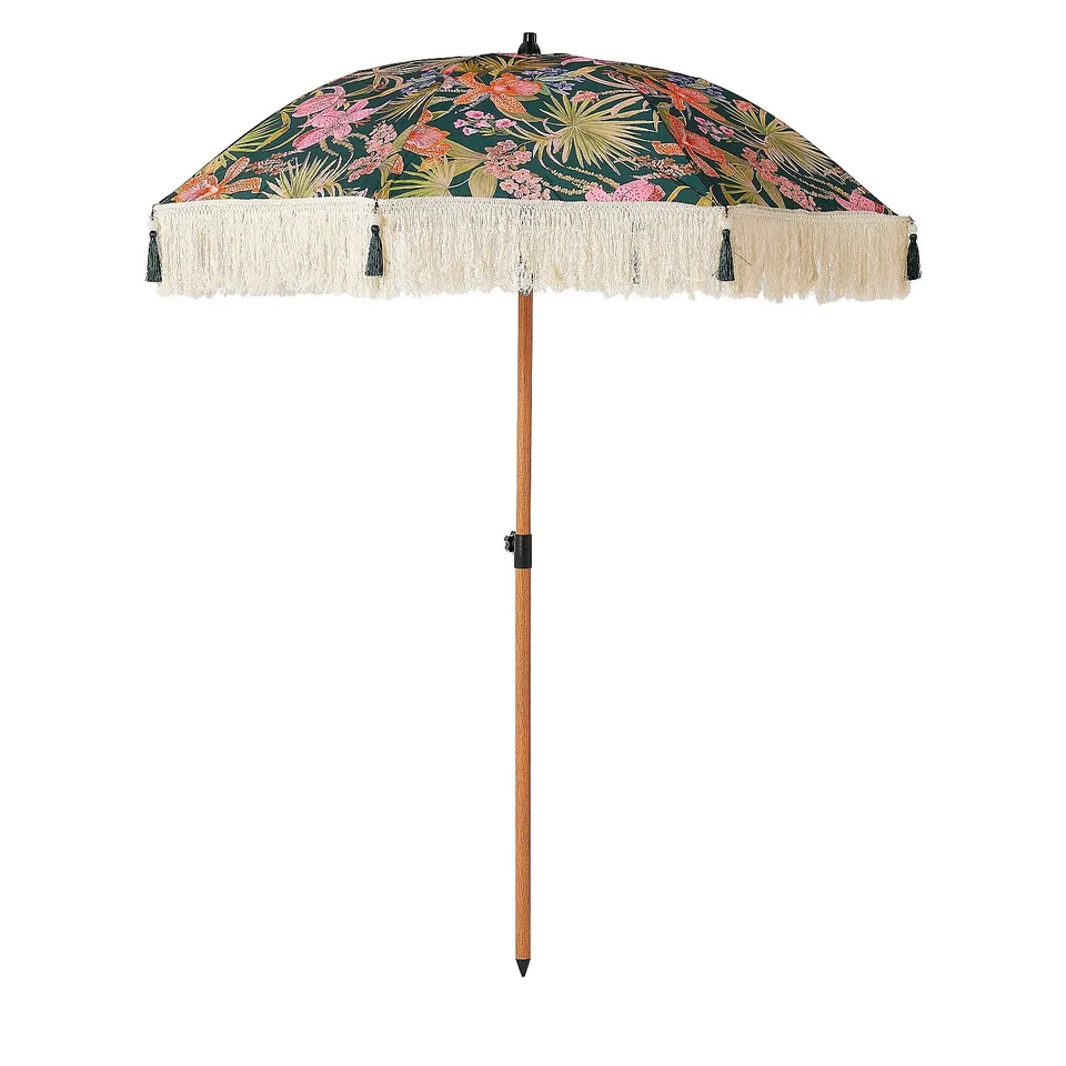 GARDEN STORIES HOT HOUSE PRINTED 2M TASSEL PARASOL FLORAL ORCHID PRINT