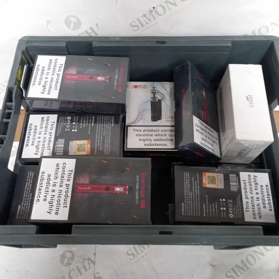 LOT OF APPROXIMATELY 28 E-CIGARETTES & ACCESSORIES TO INCLUDE JOMO SMARTVAPE A10, iJUST S KIT, JOMO LITE40S, ETC