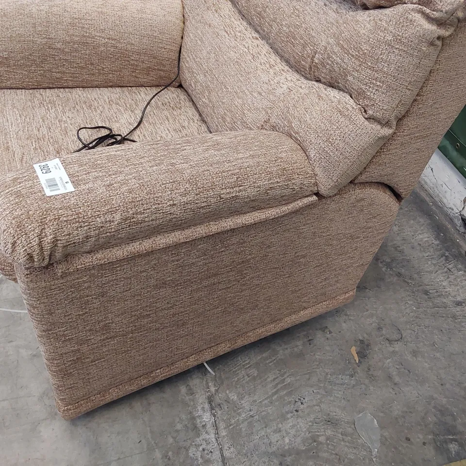 QUALITY BRITISH DESIGNER G PLAN MALVERPOWER DUEL ELEVATE EASY CHAIR BOUCLE COCOA FABRIC 