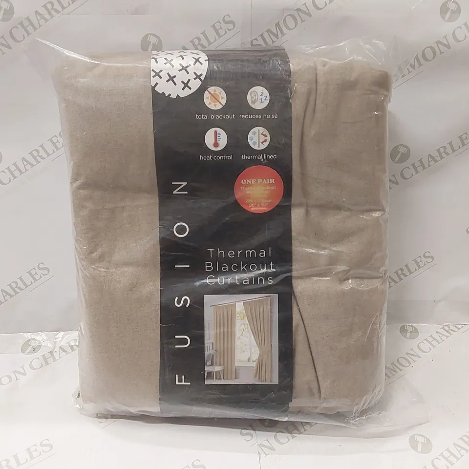BAGGED POLYESTER BLACKOUT CURTAIN PAIR - 228 x 228cm