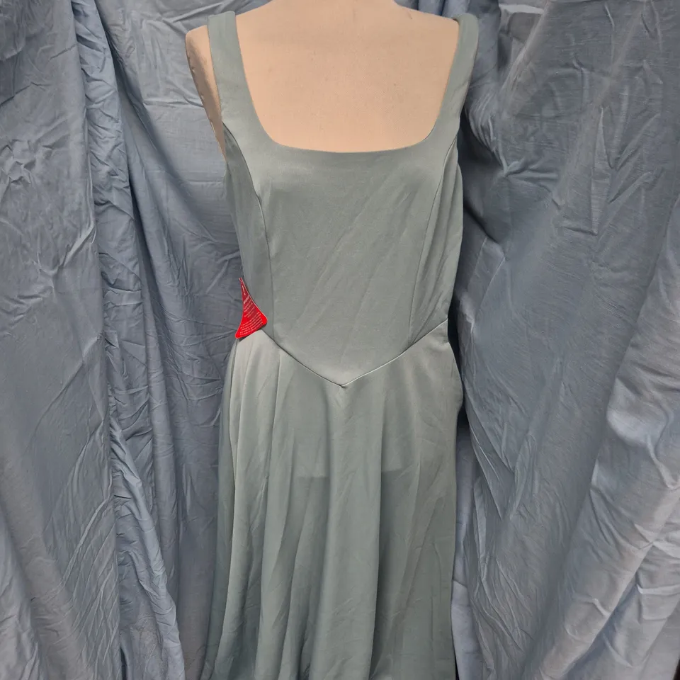 AX PARIS DRESS – SQUARE NECK A-LINE, DUCK EGG, UK 12