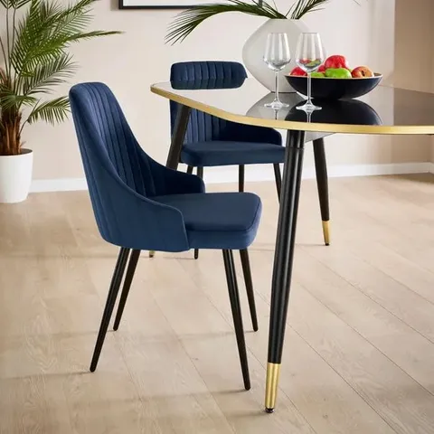 BOXED SHEA SET OF 2 DINING CHAIRS - NAVY VELVET