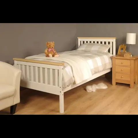 BOXED SHANE BED FRAME, 3FT SINGLE - WHITE CARAMEL (1 BOX)