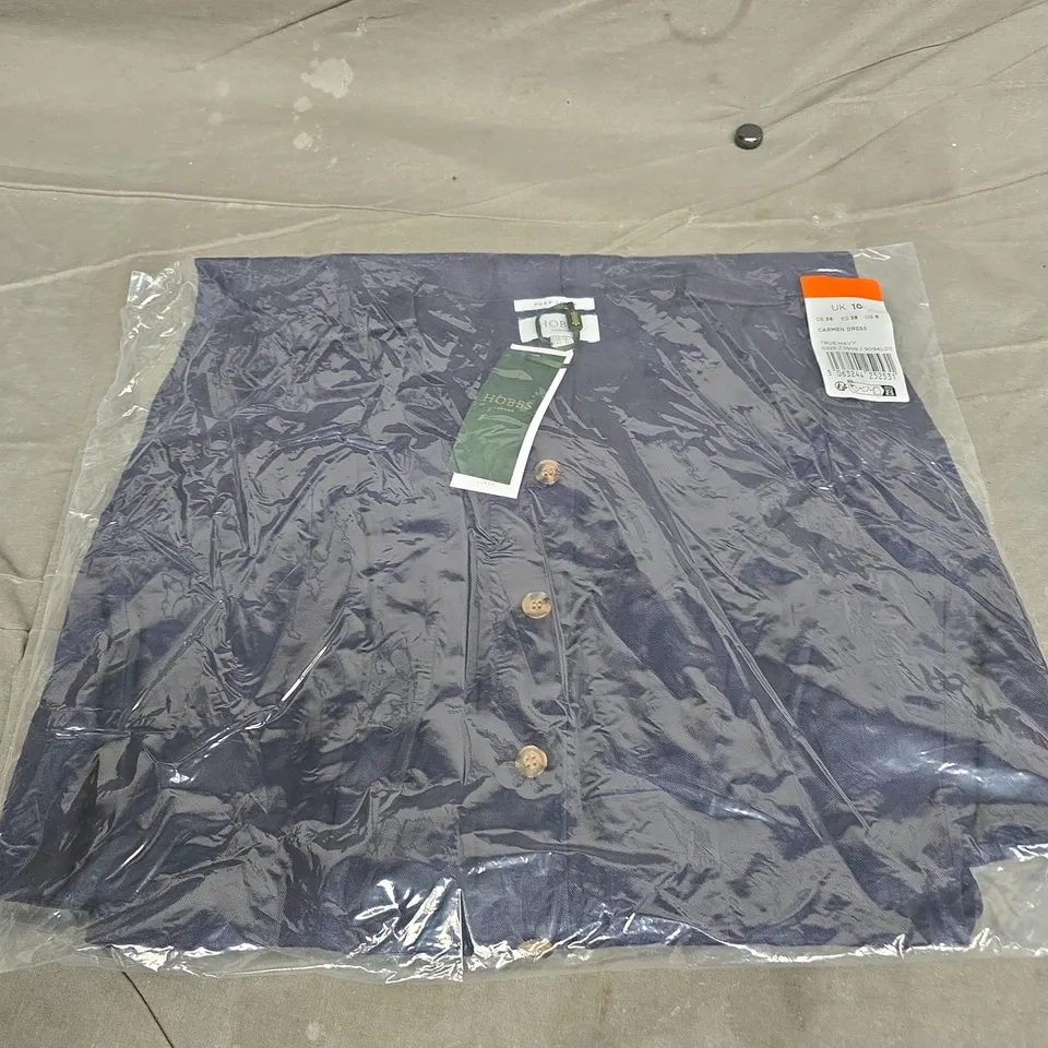 HOBBS LONDON CARMEN DRESS – NAVY LINEN, UK 10